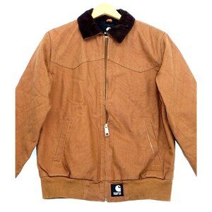 Vintage Carhartt WIP-25 Brown Quilted Jacket S Heavy-Duty Cotton Blend